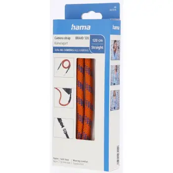 Rychloupínací provazový retro foto popruh BRAID 120 oranžovo modrý