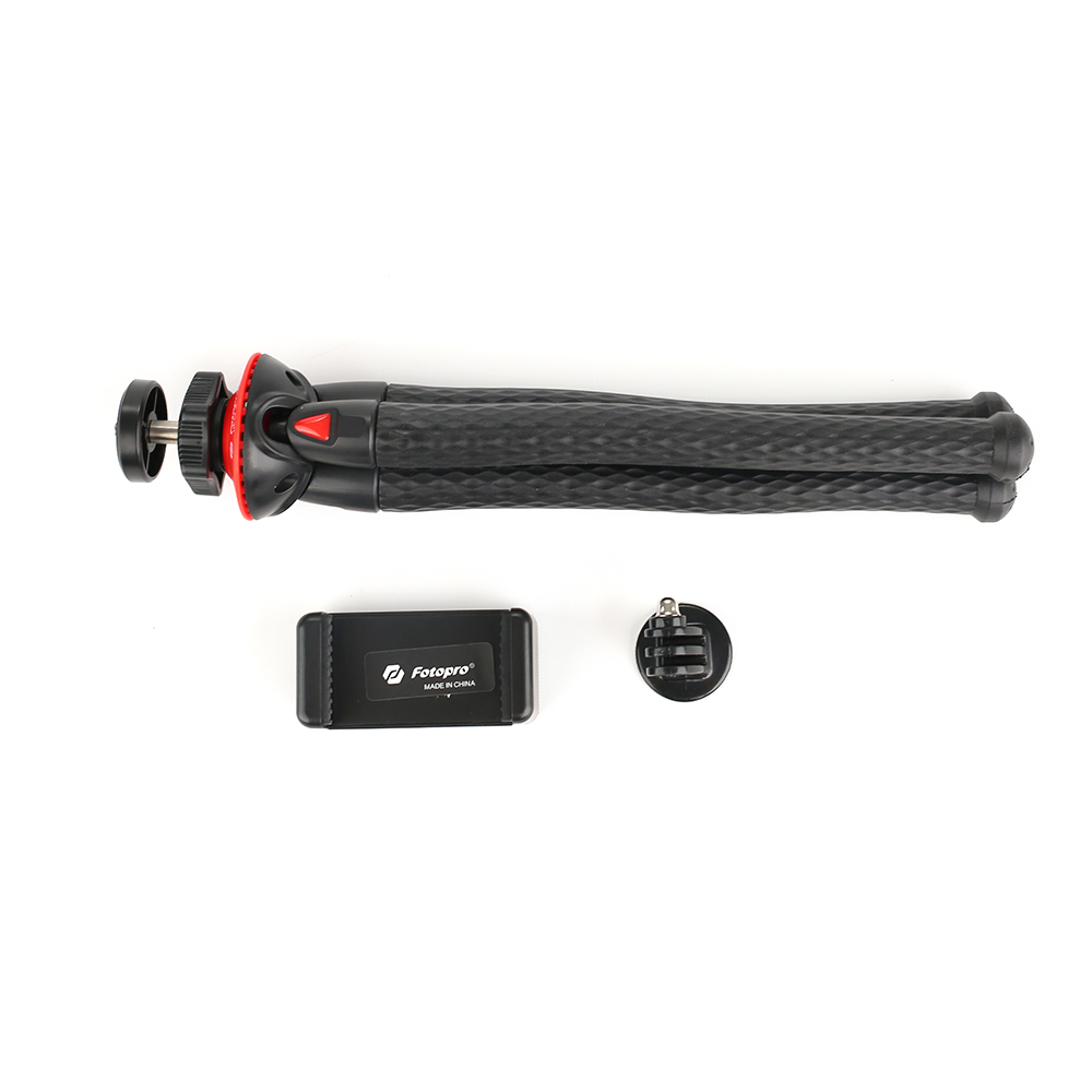 Flexibilní stativ pro fotoaparáty, kamery a telefony, Fotopro UFO 2 Black/Red Tripod with Phone & GoPro Mount
