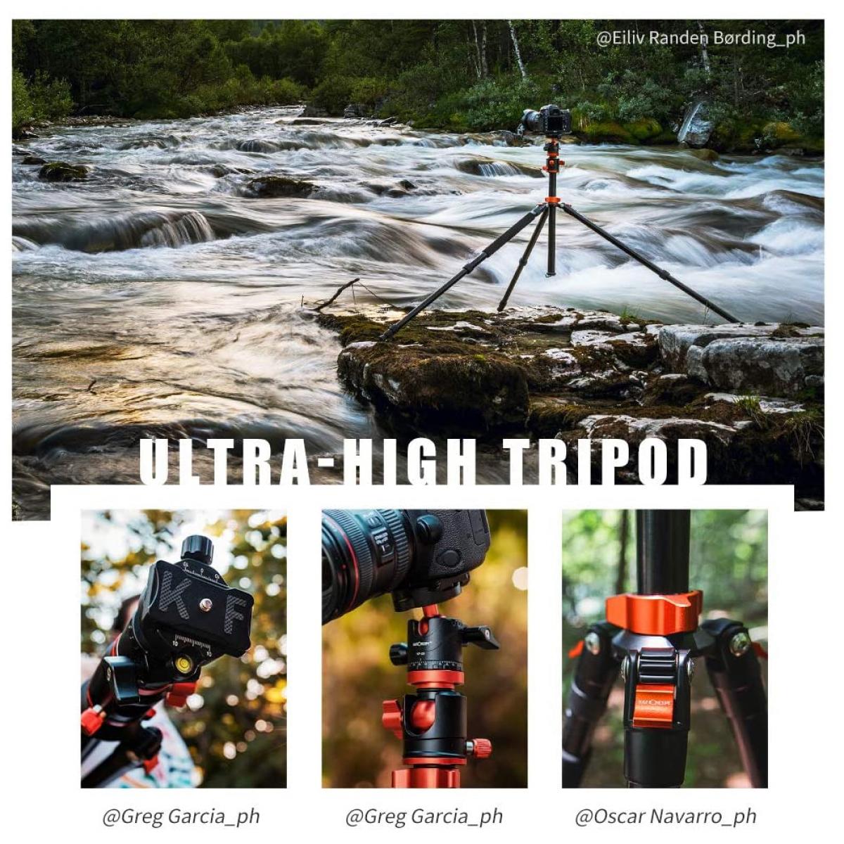 Pokročilý vysoký fotografický stativ K&F Concept SA254T1 horizontální