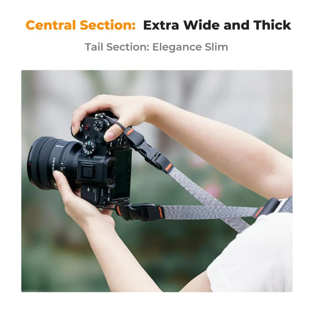 K&F Concept široký rychloupínací popruh na fotoaparát šedý