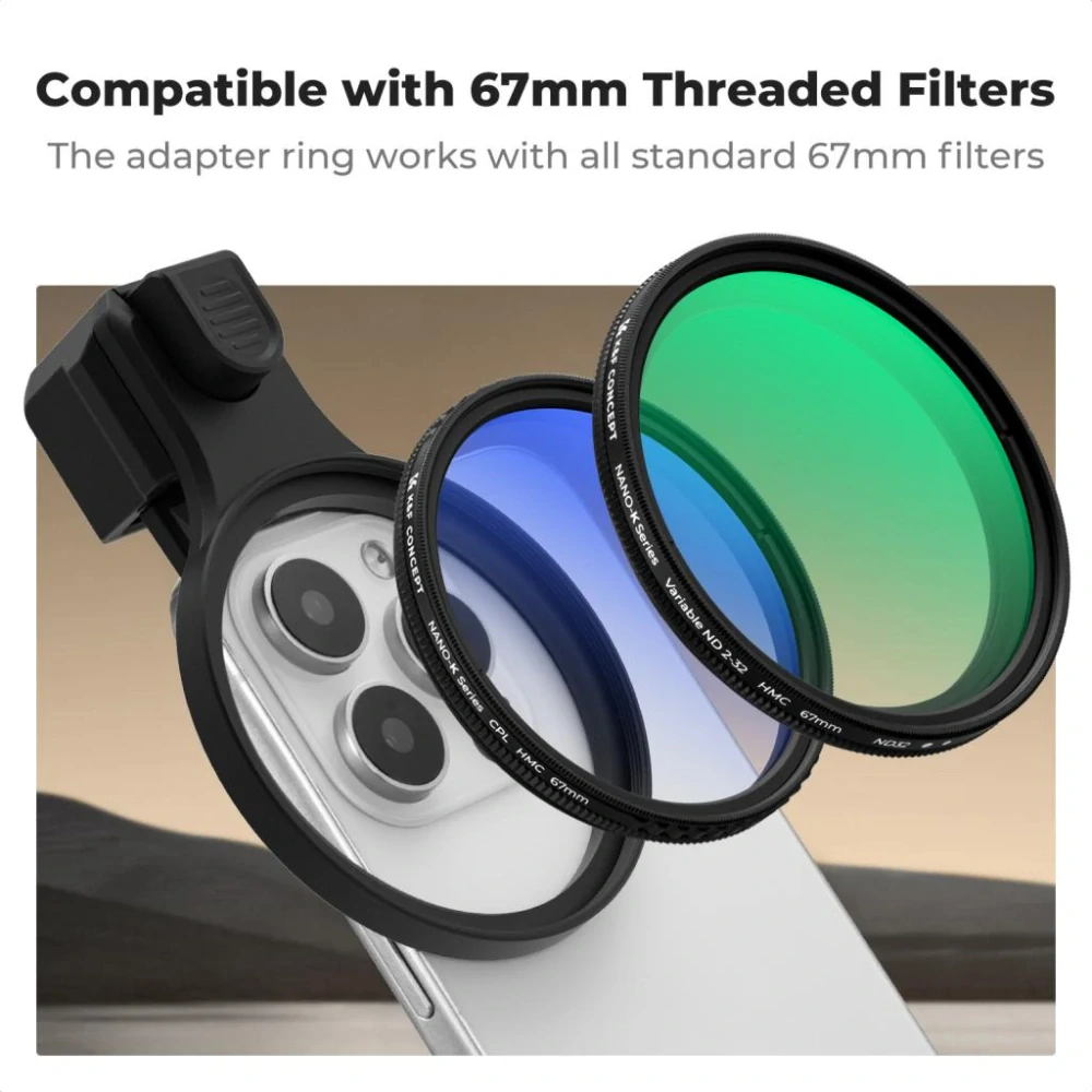 K&F Concept Polarizační CPL filtr 67mm s klipem pro mobilní telefony včetně odolného pouzdra