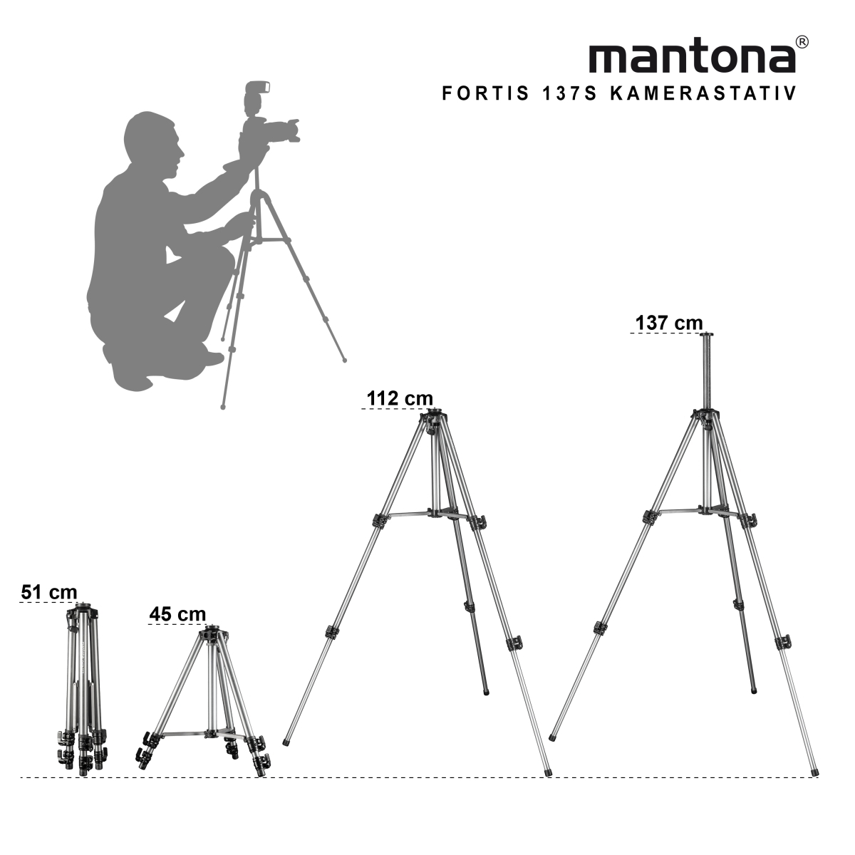 Stativové nohy Mantona Basic Fortis 137S tripod
