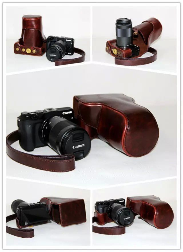 Kožené pouzdro pro CANON EOS M3 tmavě hnědé