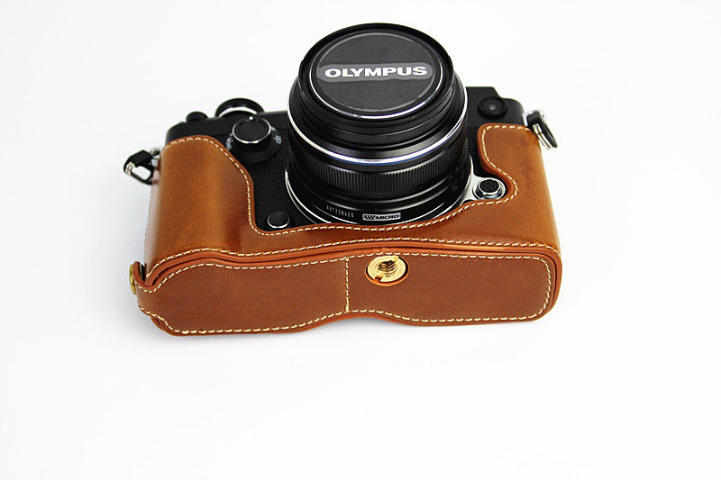 Kožené pouzdro pro OLYMPUS PEN-F hnědé