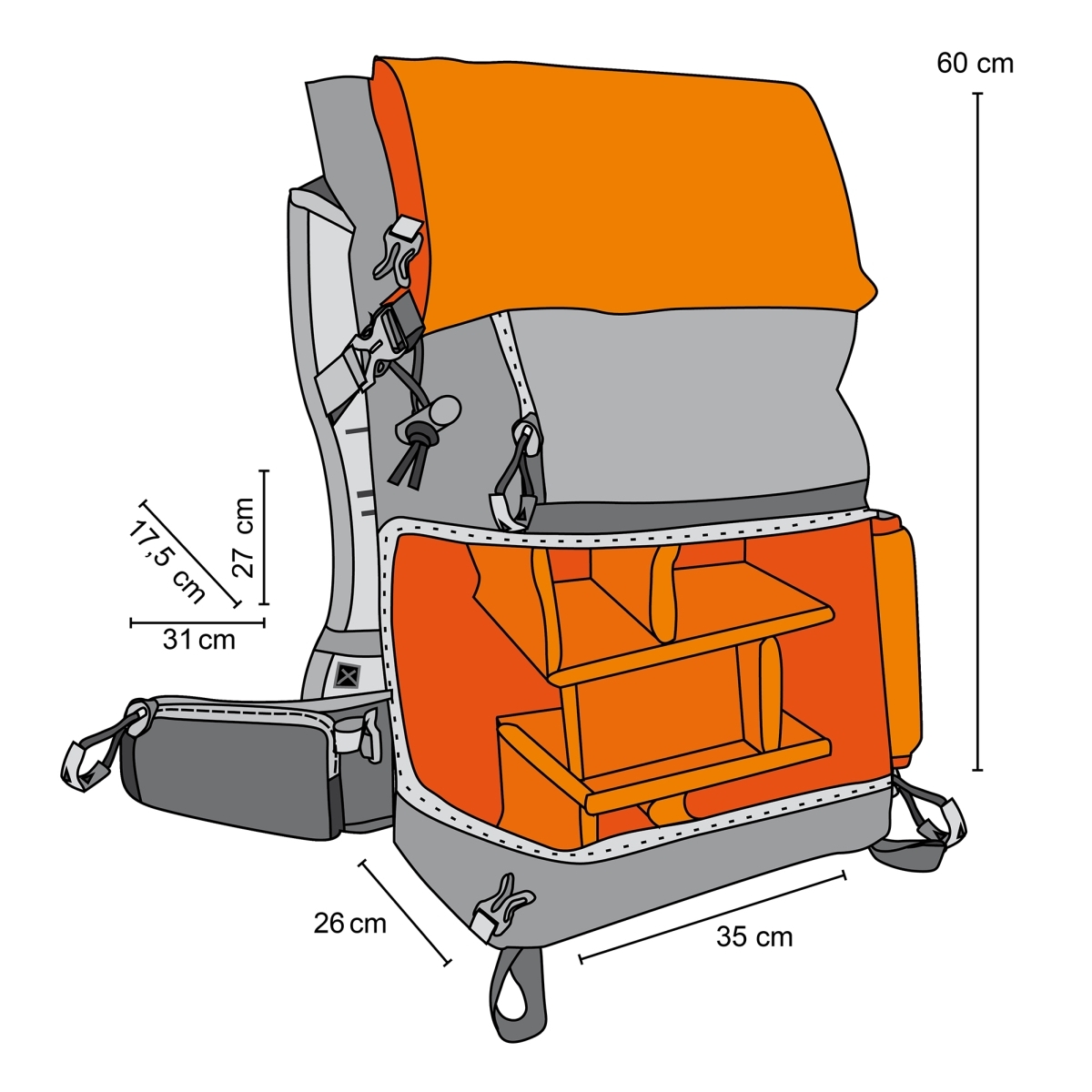 Mantona ElementsPro 50 Outdoor Backpack - Oranžový