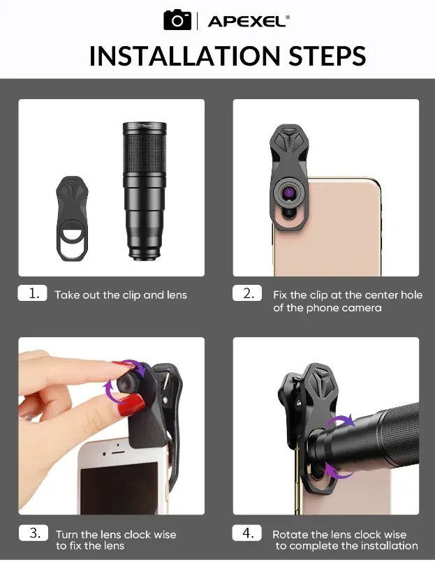 APEXEL kreativní sada objektivů s teleobjektivem pro mobilní telefony 
