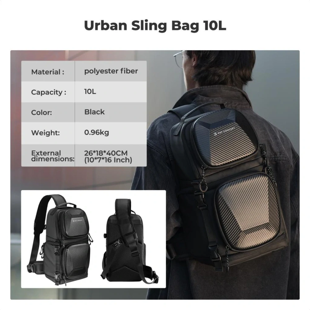 Foto batoh K&F Concept Sling Bag 10L Urban Wander 02 Černá