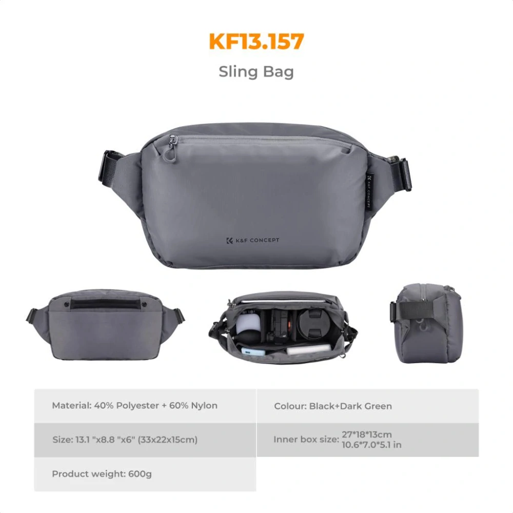 Foto brašna K&F Concept Alpha Sling bag 10L Tmavě šedá
