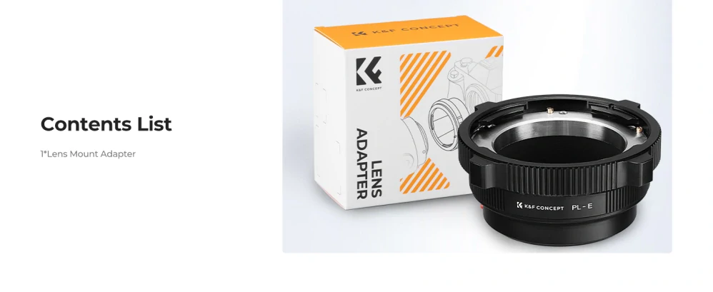 Redukce K&F Concept z objektivu PL na Sony E