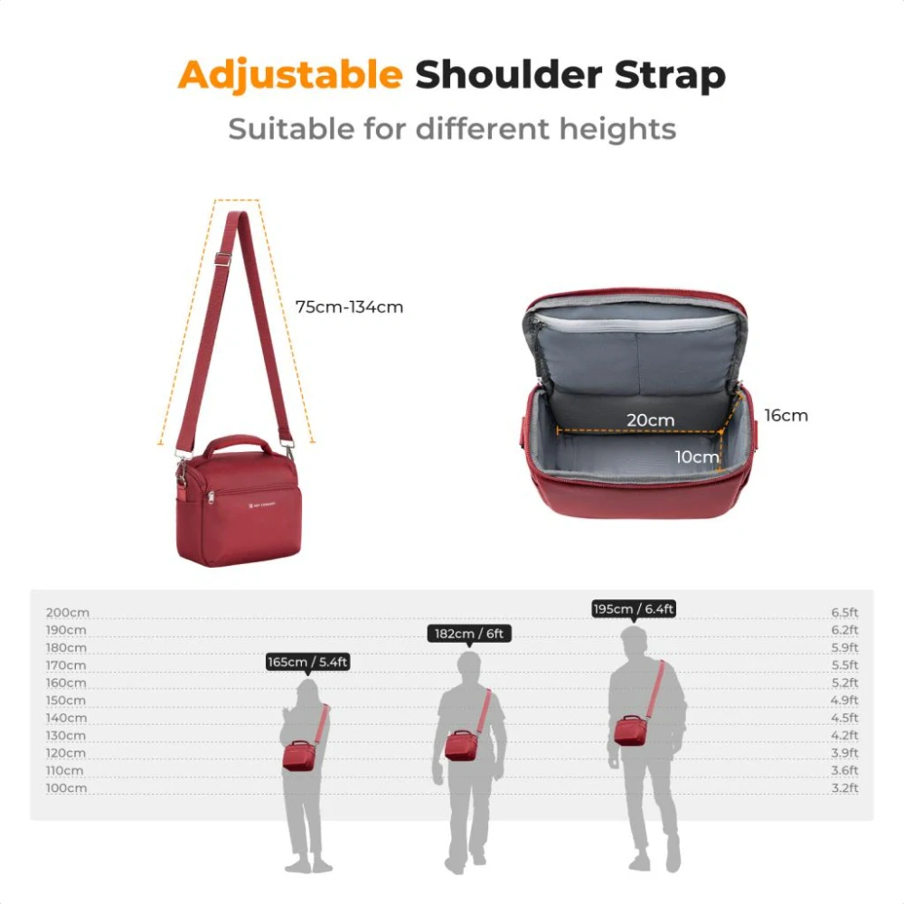 Foto brašna K&F Concept Sling Bag 5L Urban Wander červená