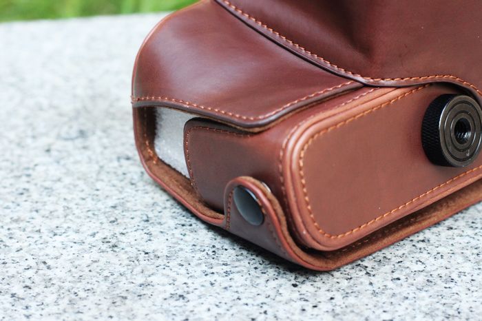 Kožené pouzdro pro fotoaparát Olympus PEN E-P3 černé