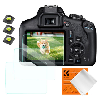 K&F Concept ochranné sklo displeje pro fotoaparáty Canon EOS 1200D, 1300D, 2000D, 3 kusy v setu s dalším příslušenstvím