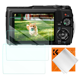 K&F Concept ochranné sklo displeje pro fotoaparáty Olympus TG-7, TG-6, TG-5, TG-4, 3 kusy v setu s dalším příslušenstvím