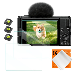 K&F Concept ochranné sklo displeje pro fotoaparáty Sony ZV-1, ZV-1 II, ZV-E10, 3 kusy v setu s dalším příslušenstvím