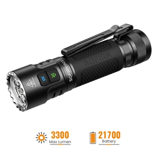 Multifunkční svítilna s UV světlem, Sofirn SR23, 3300 lumenů, s akumulátorem