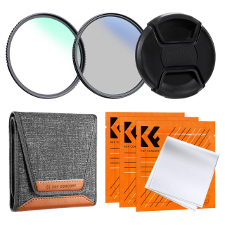 K&F Concept sada filtrů UV+CPL+pouzdro+krytka objektivu+3 utěrky, průměr 62mm