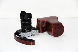 Kožené pouzdro pro FUJIFILM X-E2 tmavě hnědé