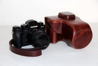 Kožené pouzdro pro FUJIFILM X-T2 tmavě hnědé