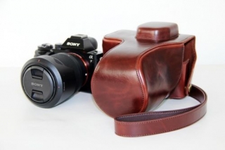 Kožené pouzdro pro SONY ALPHA A7 / A7R / A7S MARK II tmavě hnědé