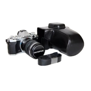 Kožené pouzdro pro Olympus OM - D E-M5 Mark II černé velké