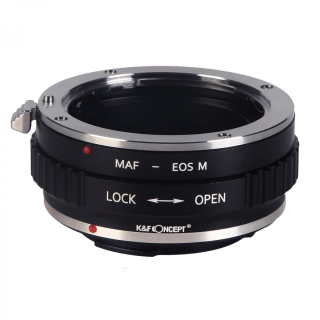 Redukce K&F Concept z objektivu Minolta AF (Sony A) na CANON EOS M s držákem na stativ