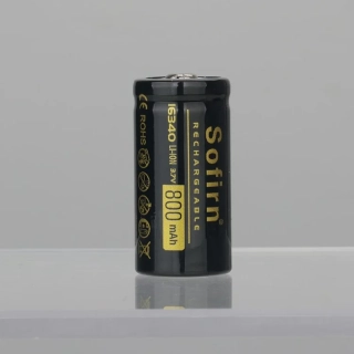 Nabíjecí Li-ion baterie Sofirn 16340 850mAh, nejen pro LED svítilny, button top