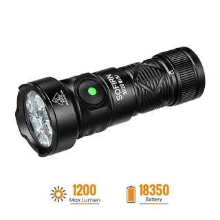 Malá svítilna Sofirn SR20mini, 1200 lumenů, možnost červeného světla, bez akumulátoru