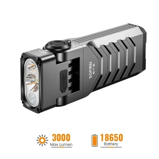 Otočná pracovní svítilna Sofirn ST2 s UV a červeným světlem, 3000 lumenů, s akumulátory