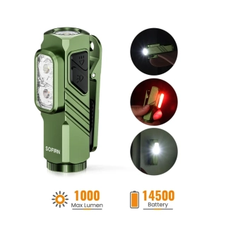 Sofirn ST10 osobní svítilna s možností červeného světla, zelená, 1000 lumenů, s akumulátorem