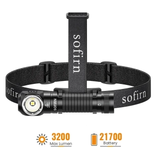 Nabíjecí čelovka Sofirn HS45 s aktivním chlazením, 3200 lumenů, bez akumulátoru
