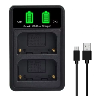 Duální USB nabíječka s LED displejem pro baterie Sony NP-FM500H a NP-F550