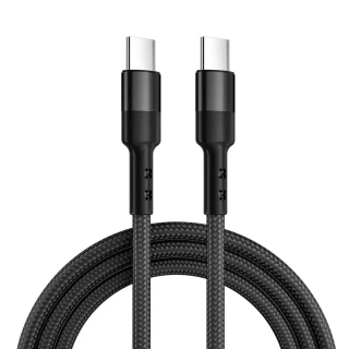 Opletený kabel Caruba USB-C na USB-C 60W, 30 cm, černý